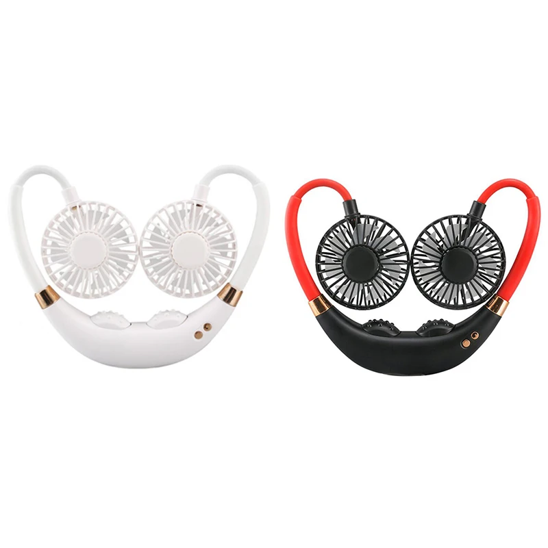 

Повязка на шею для режима «свободные руки», подвесной USB Перезаряжаемый двойной вентилятор, мини-воздухоохладитель, портативный летний