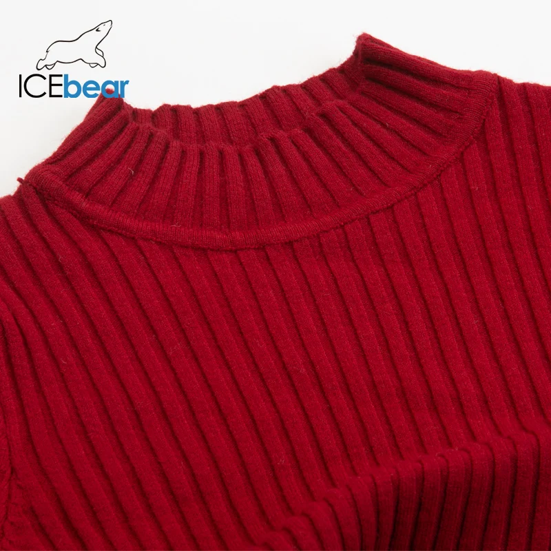 ICEbear 2019 г. Осенне зимний новый полувысокий воротник базовое платье выше колена
