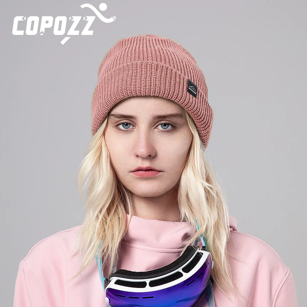 2022 New Winter Windproof Ski Knitted Cap Unisex Solid Color Wool Warm Thick Casual Hedging Cap Ski Beanies Hats for Men Women