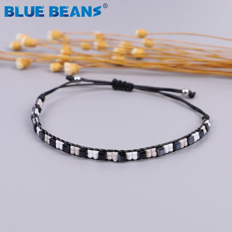 Женский Плетеный браслет с бусинами Красный Регулируемый ручной работы