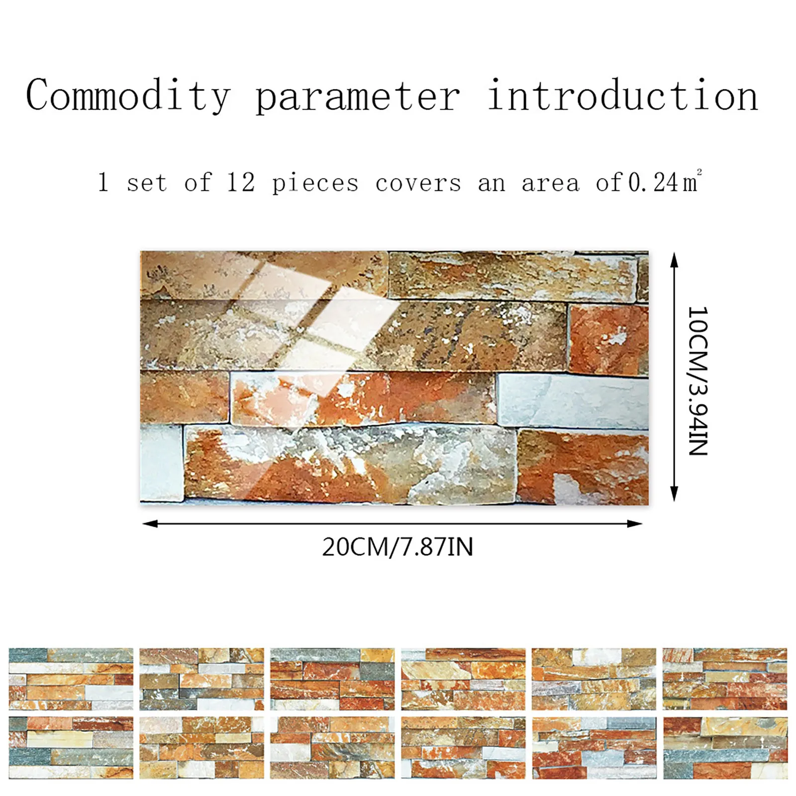 

12pcs 3d Crystal Tile Stickers Waterproof Diy Pvc Brick Stone Self Adhesive Wallpaper Home Decor