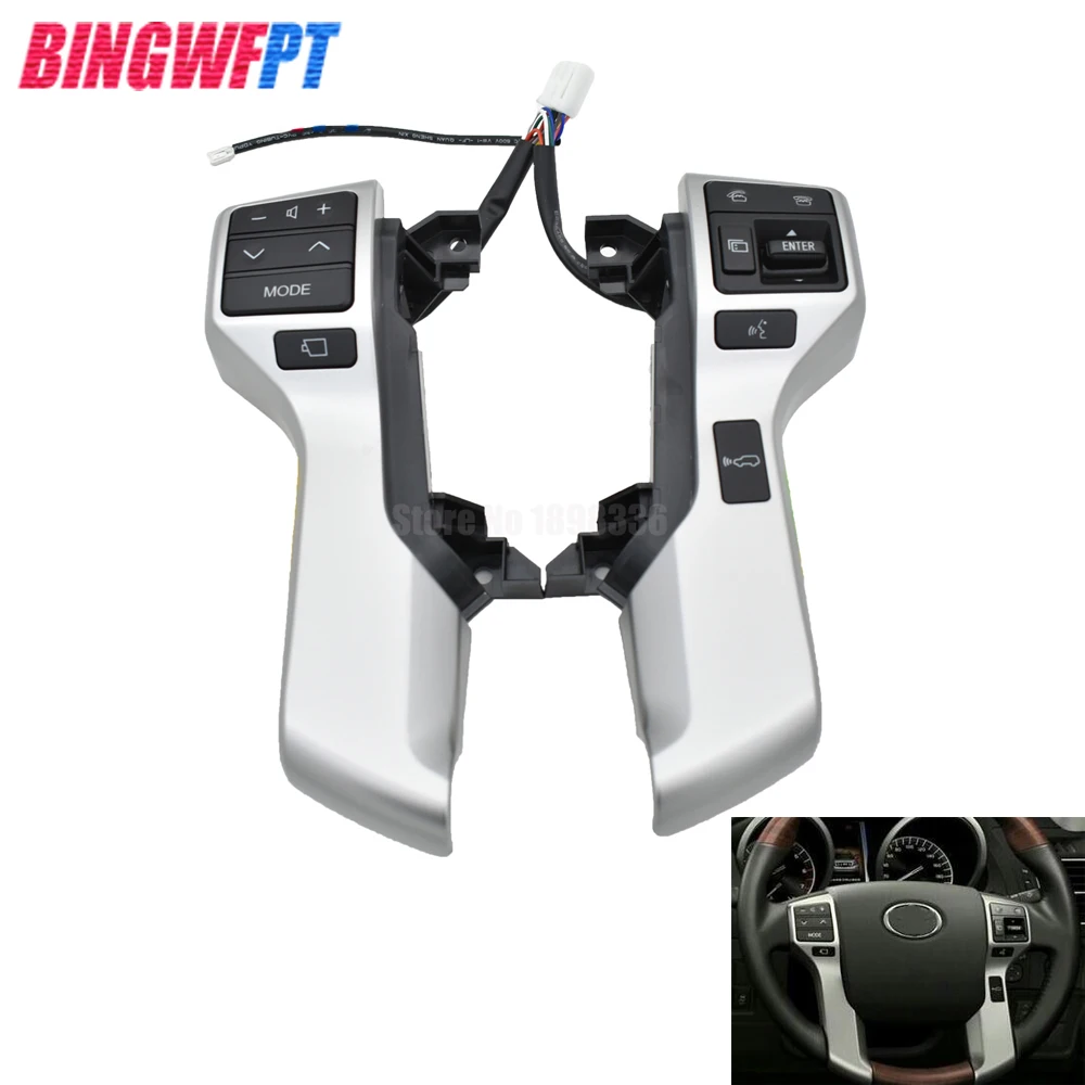 

Grey/Silvery Car Multifunction Steering Wheel Switch For Toyota Land Cruiser Prado GRJ150L TRJ150W 84250-60180 8425060180