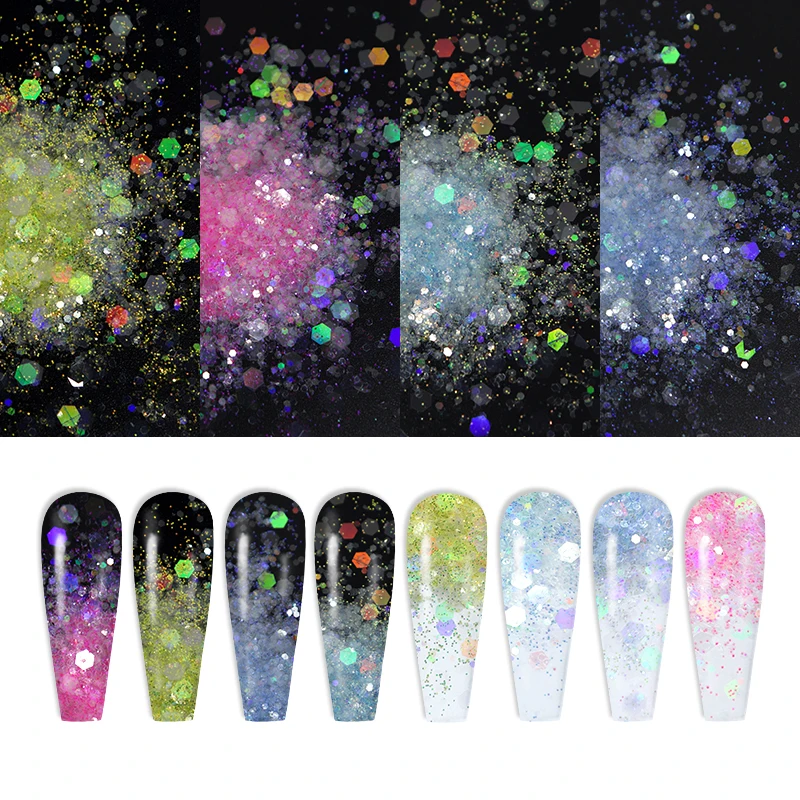 

Mermaid Chunk Glitter Flakes Summer Nail Art Accessory Mix Size Hexagon Sequins Nail Decoration Shiny Paillette For Nail Design