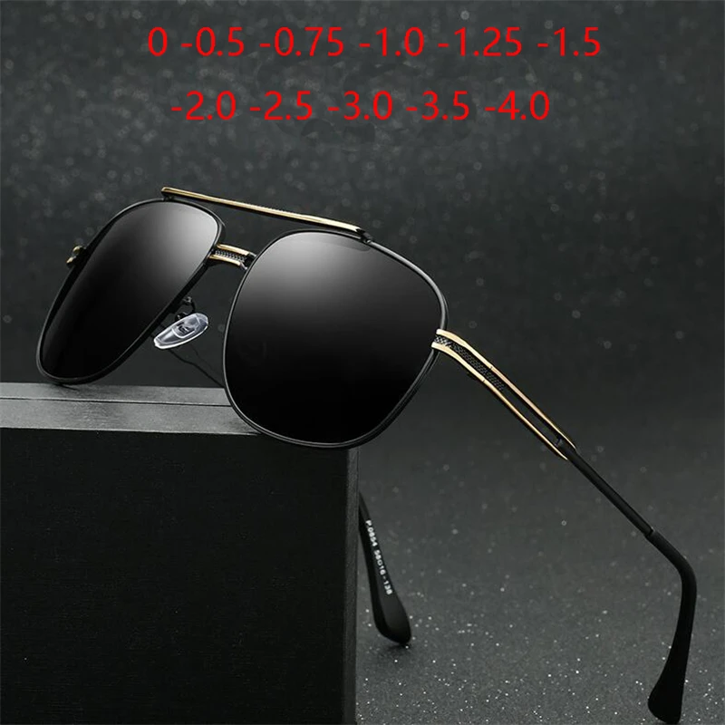 

Classic Anti Glare Prescription Sunglasses Men Polarized Metal Minus Lens Driving Sun Glasses For Male UV400 0 -0.5 -0.75 TO -4