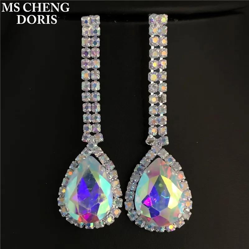 Цветные Ювелирные наборы AB серьги в форме капли воды комплект ювелирных изделий