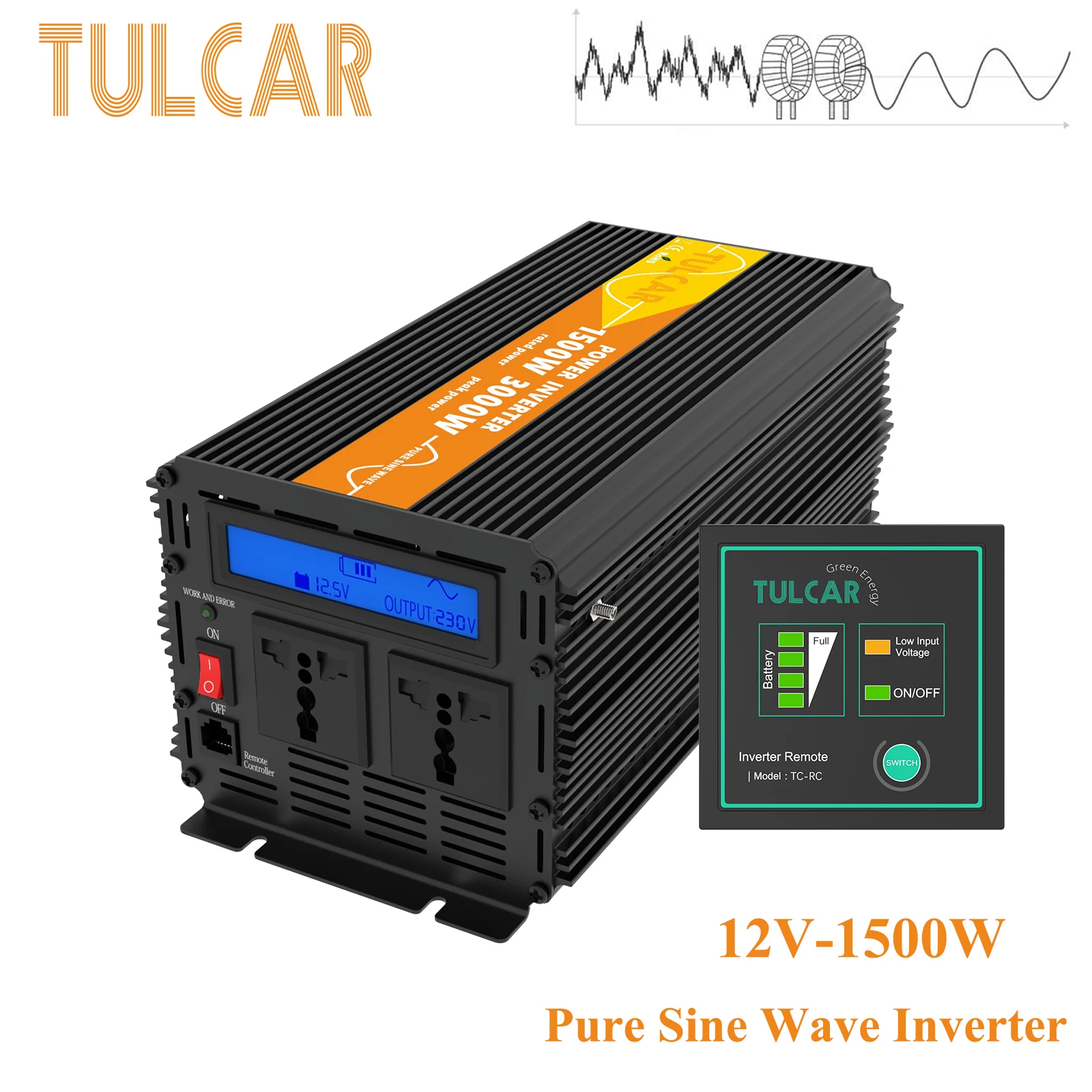 Tulcar 1500 Вт Чистый синусоидальный Преобразователь мощности постоянного тока 12 В