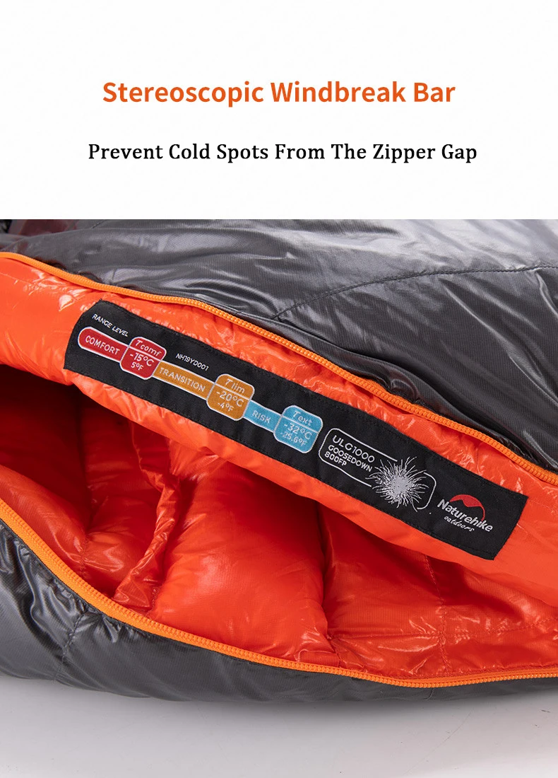 Naturehike Sleeping Bag 90% Filled Goose Down Mummy Thicken Windproof Warm Winter Down Sleeping Bag Ultralight 800FP