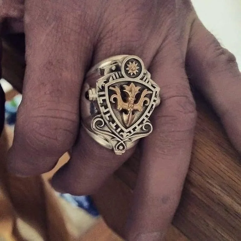 

2023 Trend Retro Seal Shield SUNFLOWER Rune Men's Ring Men's Finger-ring Cool Stuff Gothic Accessories Mens Jewellery Wedding