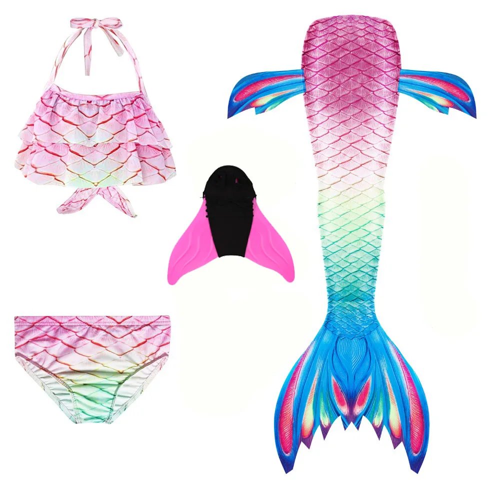 Розовый синий детский купальник русалки для девочек 2020 цветное бикини