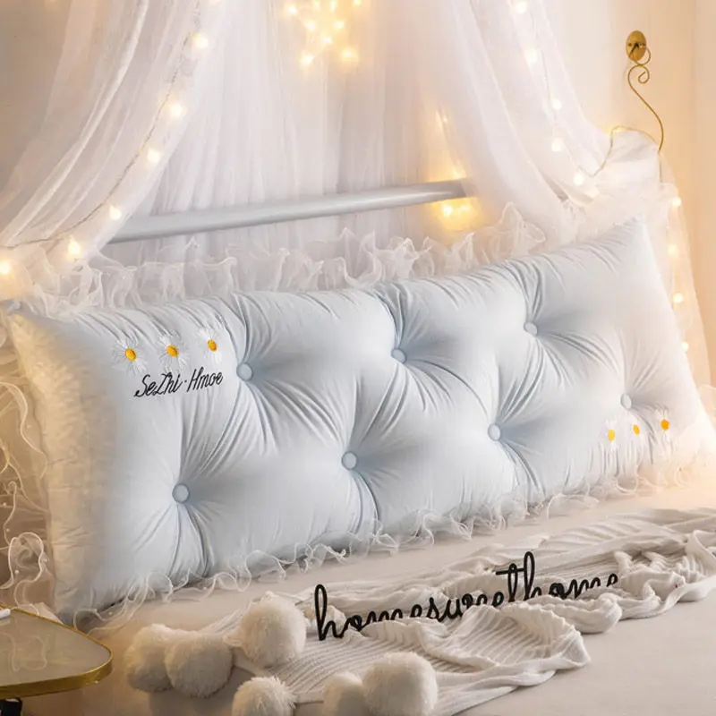 Подушка прикроватная мягкая с вышивкой милая эластичная для кровати Королевский