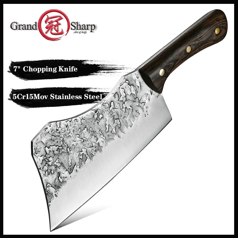 

Grandsharp 7 Inch Chopping Knife Handmade Forged Cleaver High-carbon Steel Butcher Slaughter Knife Kitchen Cooking Tools Gift