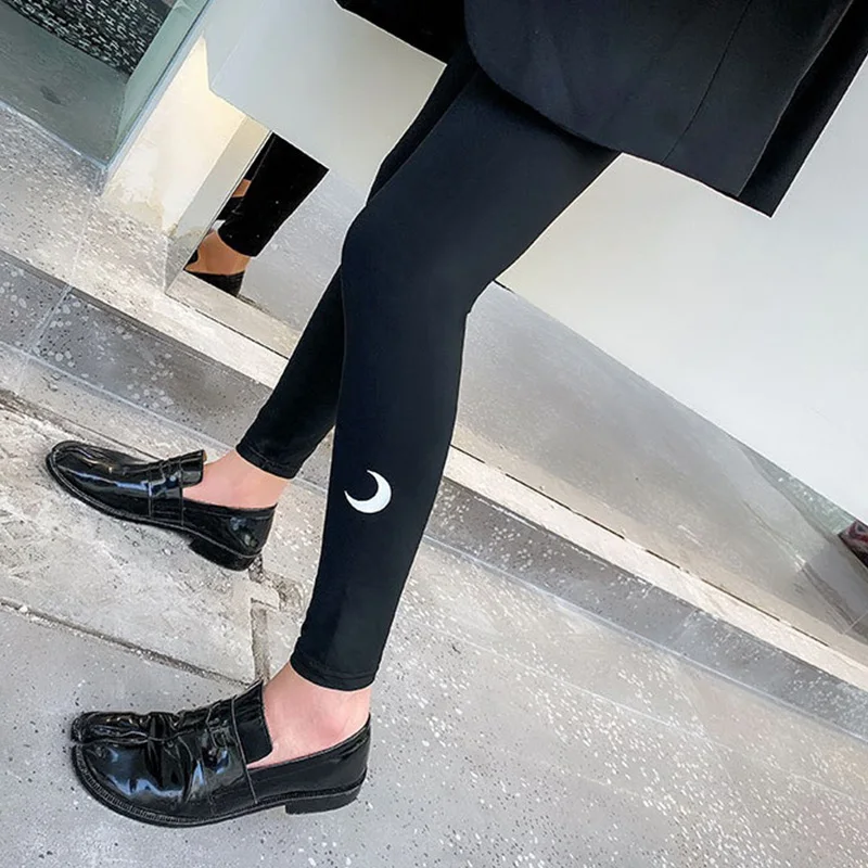 Женские леггинсы с принтом Луны повседневные эластичные спортивные брюки для