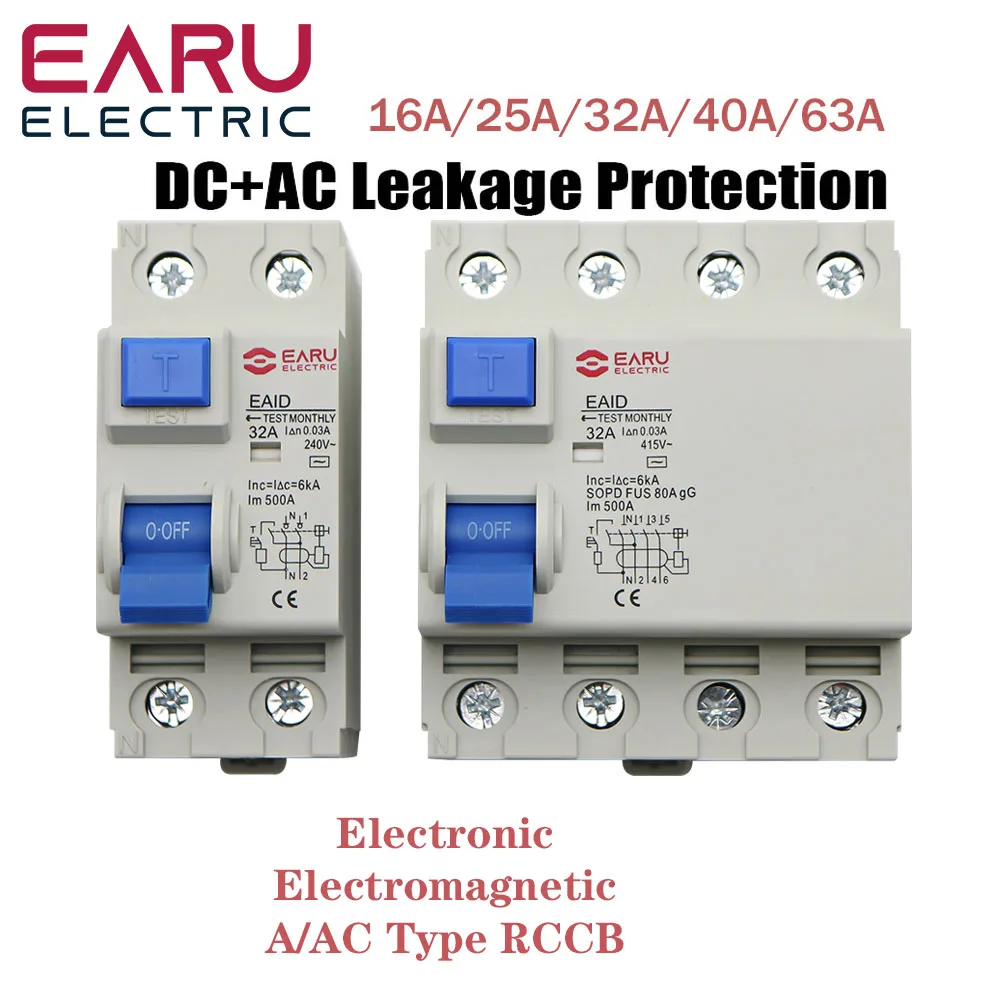 

30mA 100mA Type A/AC Electromagnetic RCCB 63A Electronic Residual Circuit Breaker 2P/4P RCBO Air Switch Leakage Protector