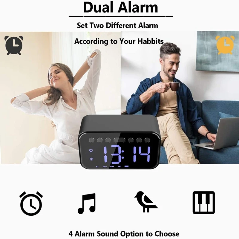 Bluetooth 5 0 будильник динамик с цифросветодиодный светодиодным ЖК дисплеем FM для