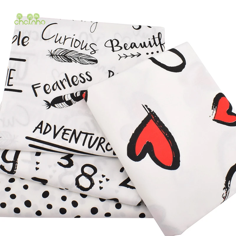 Саржевая хлопчатобумажная ткань с принтом черно-белый мир Лоскутная Ткань для