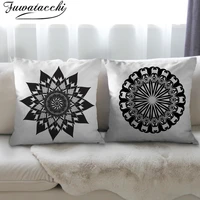 fuwatacchi cushion covers black mandala throw pillowcases decorations for home sofa living room geometric pattern pillow covers