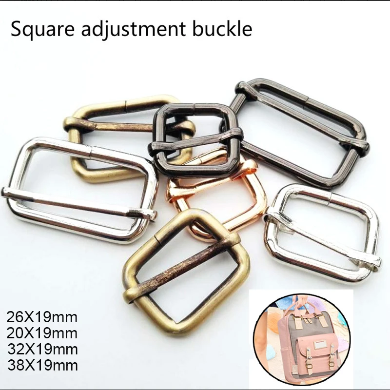 

5PCS Metal sliding bar buckle tri-gildes slider rectangle adjuster buckle for leather craft bag strap belt shoulder webbing