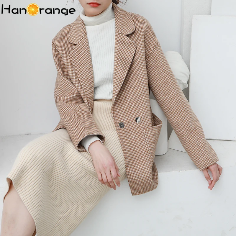 

Loose Double-Sided Wool Coat Women 2021 Fashion Drop Shoulder Woolen Coat Oversize