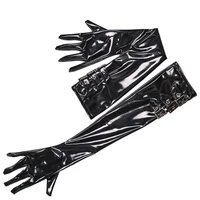 new maid sex appeal button adjustable plus size long gloves wetlook pvc shiny mittens latex pu leather glove pole dance clubwear