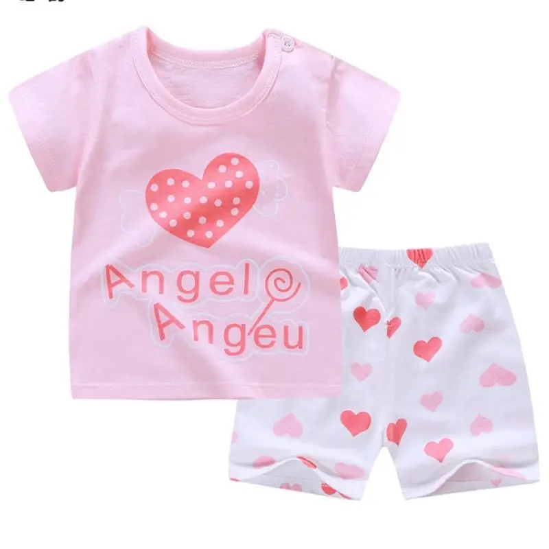 Комплект одежды для мальчиков и девочек хлопковая футболка с коротким рукавом +