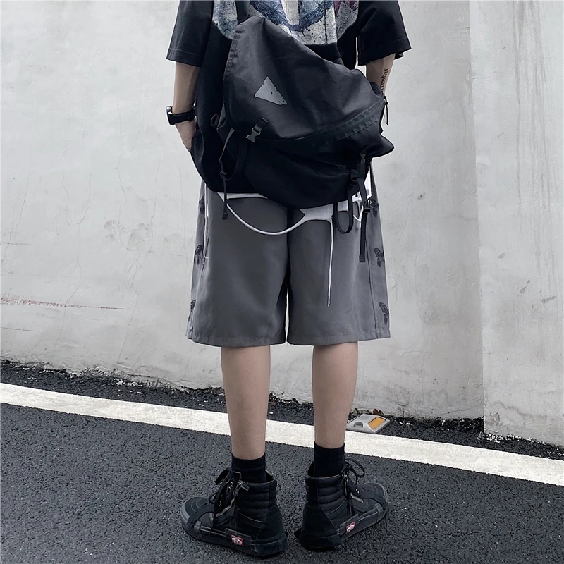 

Shorts Men Butterfly Printed Casual Unisex Couples Chic Daily High Street Short Korean Tide Ins Summer Hip-hop Streetwear Retro