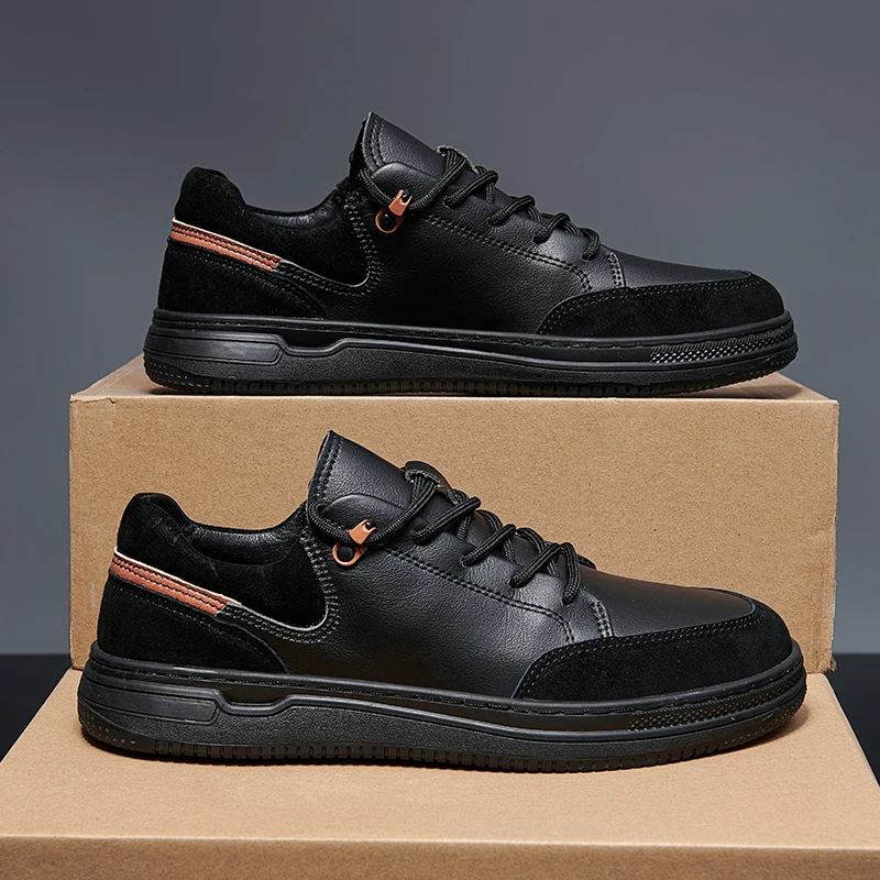 

Autumn 2021 Men Leather Footwear Brand Designer Casual Sneakers Men Comfortable Adult Casual Shoes Mens Lace Up Sneakers