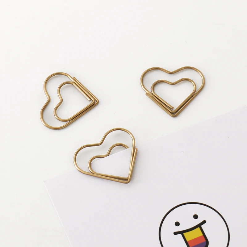 24 шт Симпатичные бронзовые пластиковые обертывания любовь закладка скрепки