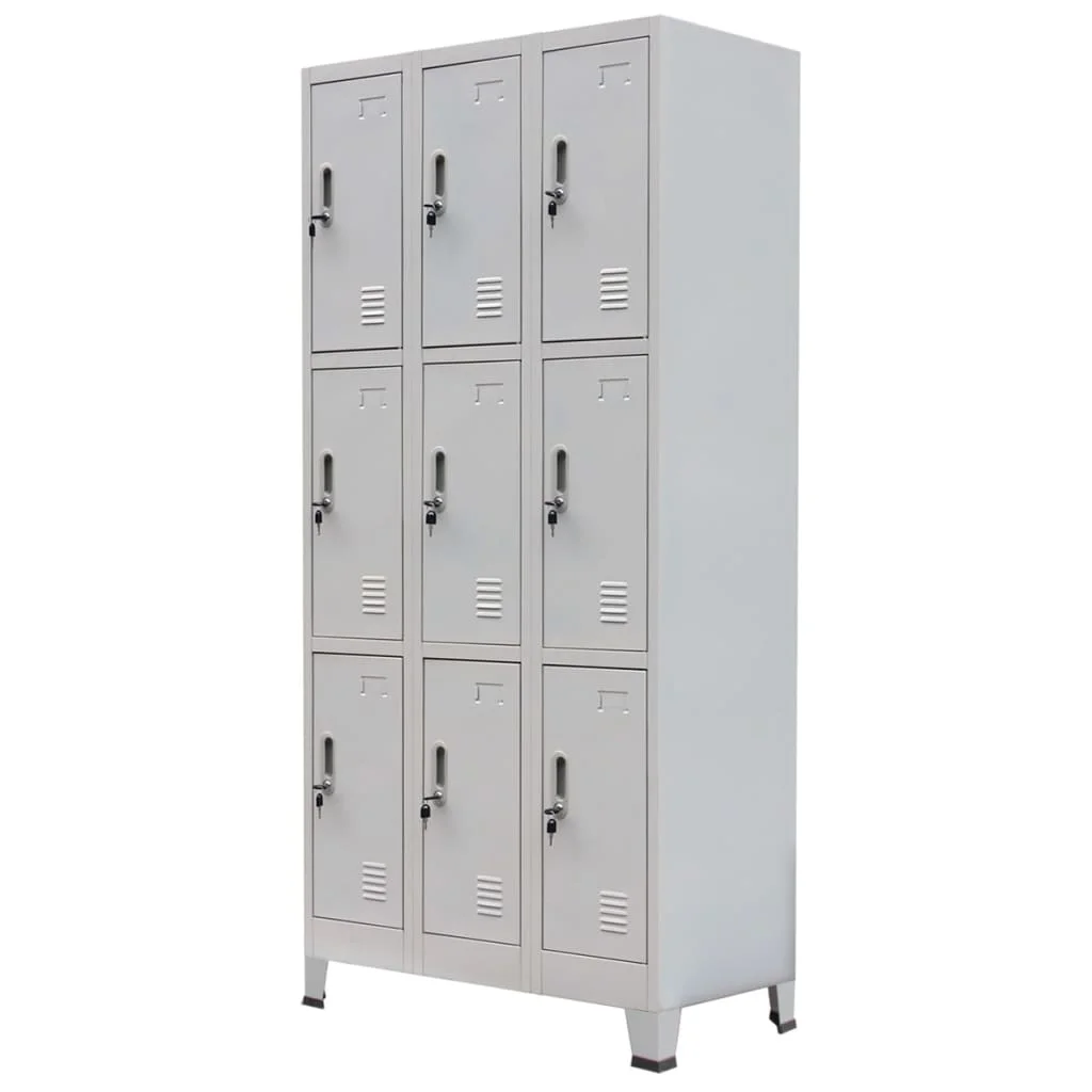 

Locker Cabinet with 9 Compartments Steel 35.4"x17.7"x70.9" Gray