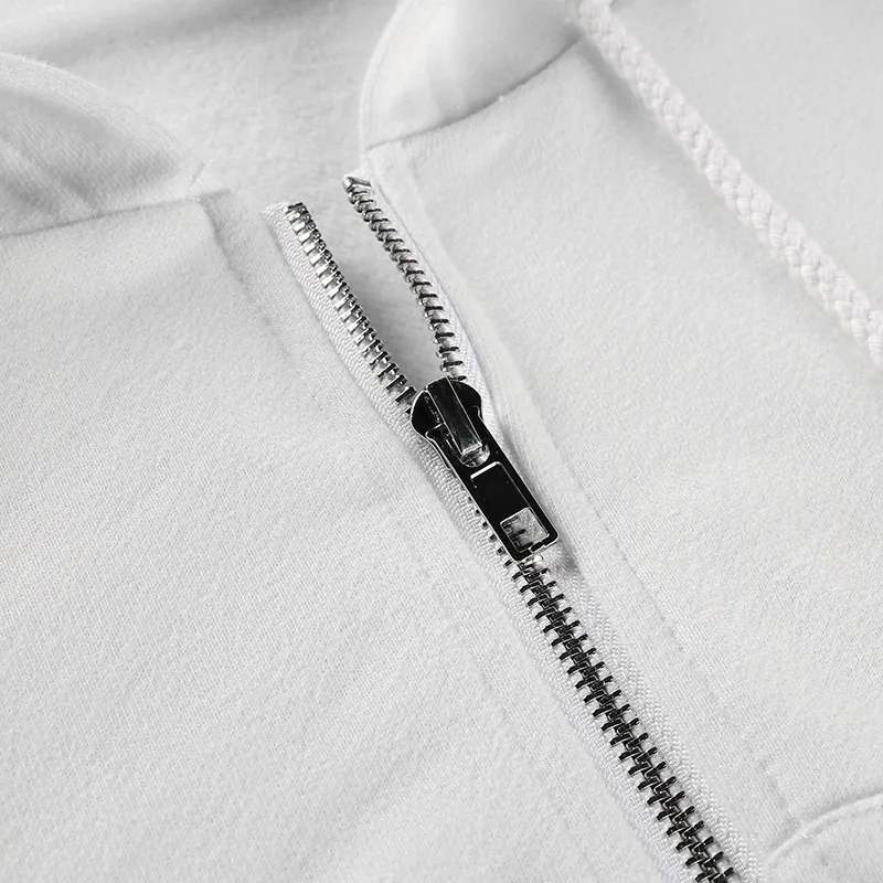 

zip up hoodie fall 2020 women long sleeve cropped hoodie Fashion streetwear white sweatshirt