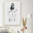Картина на холсте с изображением женской лески, абстрактная Обнаженная женщина после купания, минимализм, настенный постер для ванной комнаты, украшение для дома