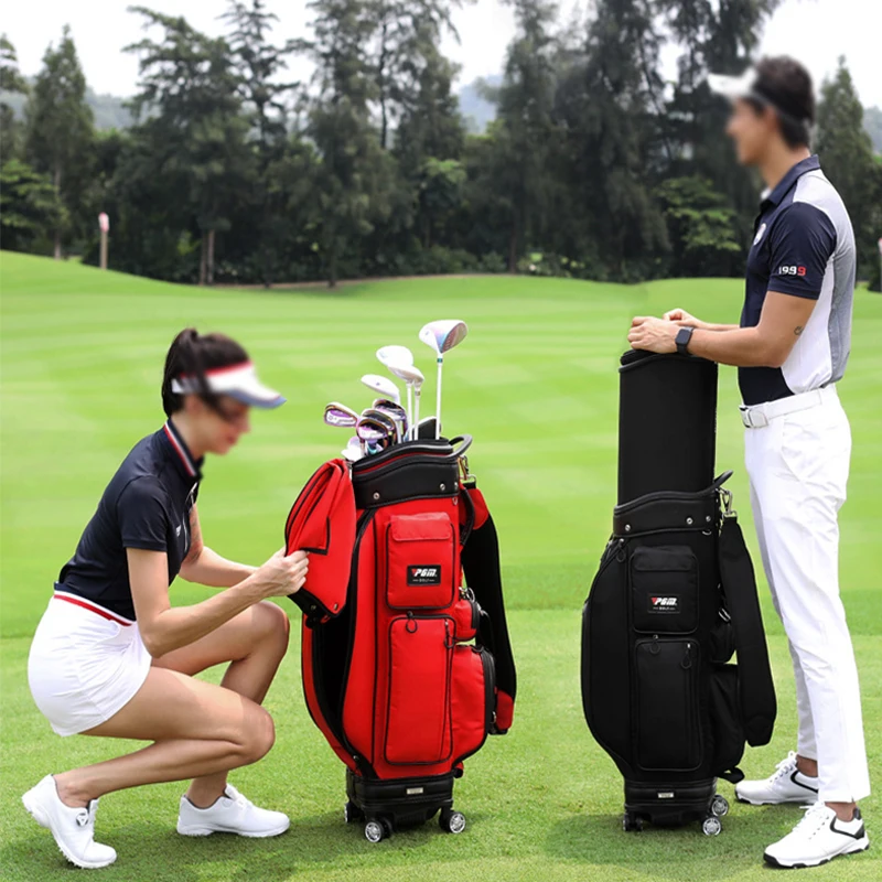 Double Ball Caps Multifunction Golf Extend Bag Men Telescopic Air Bag Universal Four-Wheel Multi-Purpose Flat Push Ball Bag Pgm