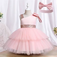 summer 1 5y toddler baby girls sequin princess dress for wedding kids new year sleeveless lace bowknot flower dresses party gown