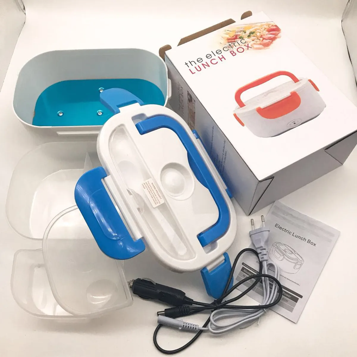 

12V-24V 110V 220V Electric Heated Lunch Box Portable 2 in 1 Car& Home US Plug/EU Plug Bento Boxes Stainless Steel Food Container