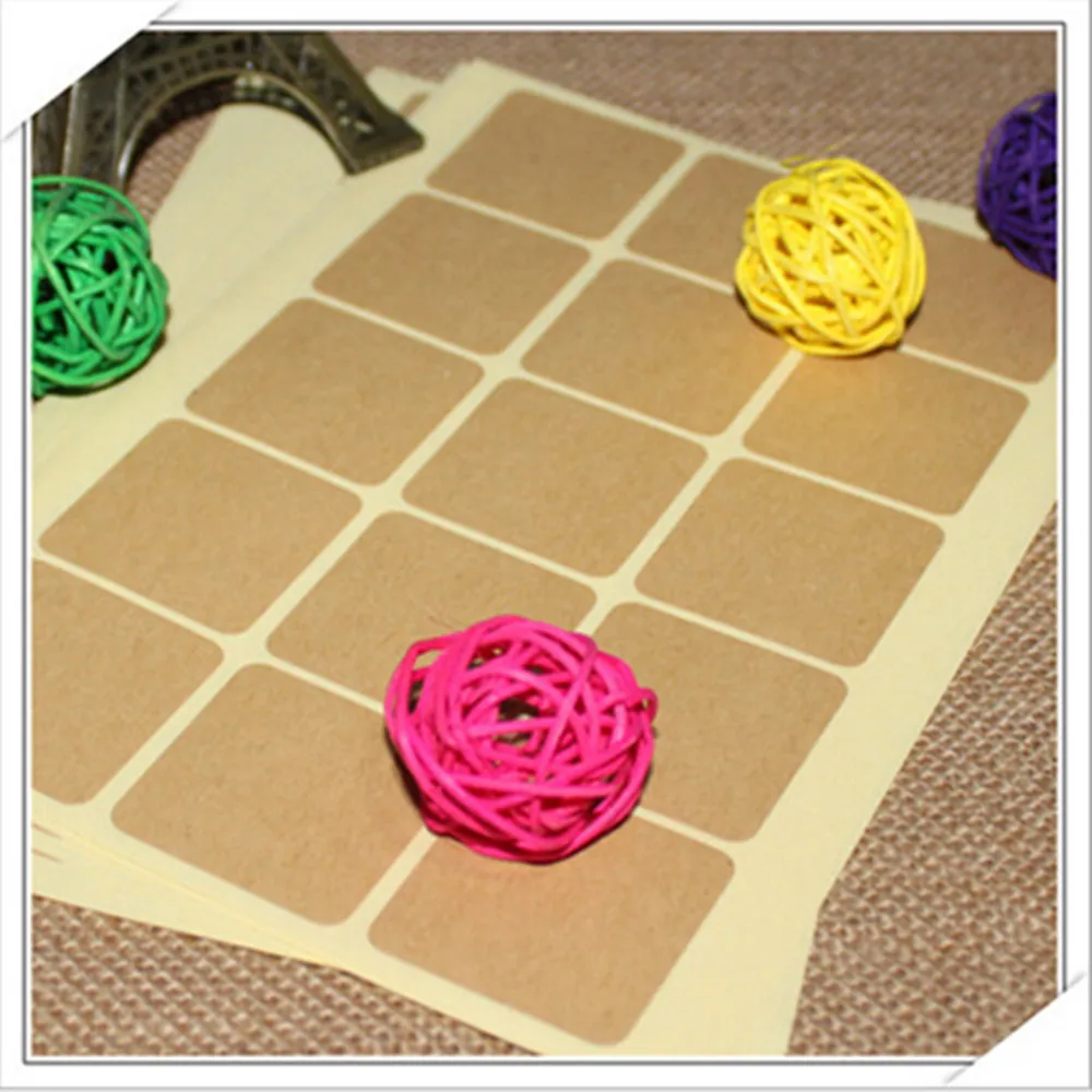 Бесплатная доставка 300 шт. квадратные пустые наклейки этикетки из крафт-бумаги