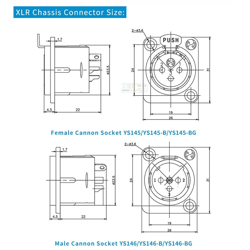 Разъем Neutrik's YONGSHENG XLR 3 штырька Тип D мужская женская Аудиомагнитола для 86