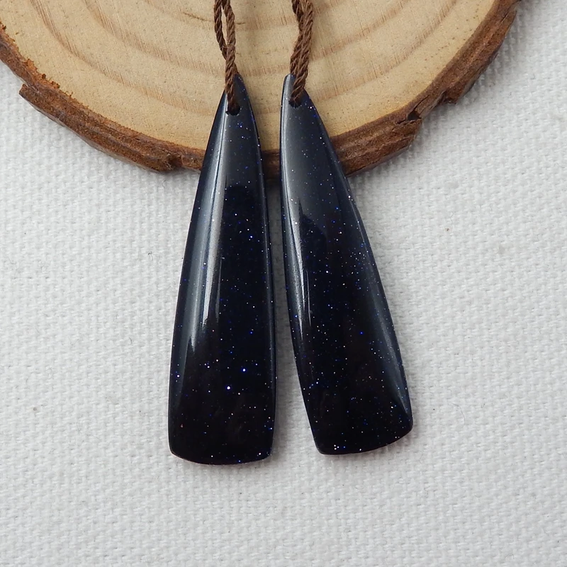 Бусины для сережек с натуральным голубым золотым камнем 41x11x4 мм 6 7 г