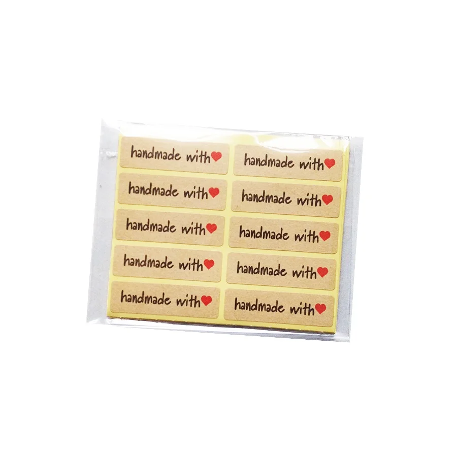 100 шт./лот ручная работа с сердцем крафт-бумага наклейки для изделий ручной работы
