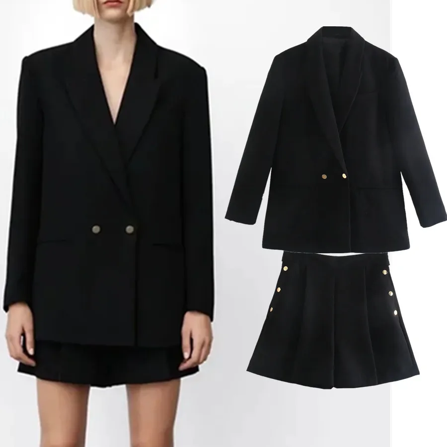 

Дженни и Дэйв, английская мода, Женский винтажный двубортный пиджак с золотыми пуговицами, шаровары с высокой талией, женские шорты-бермуды