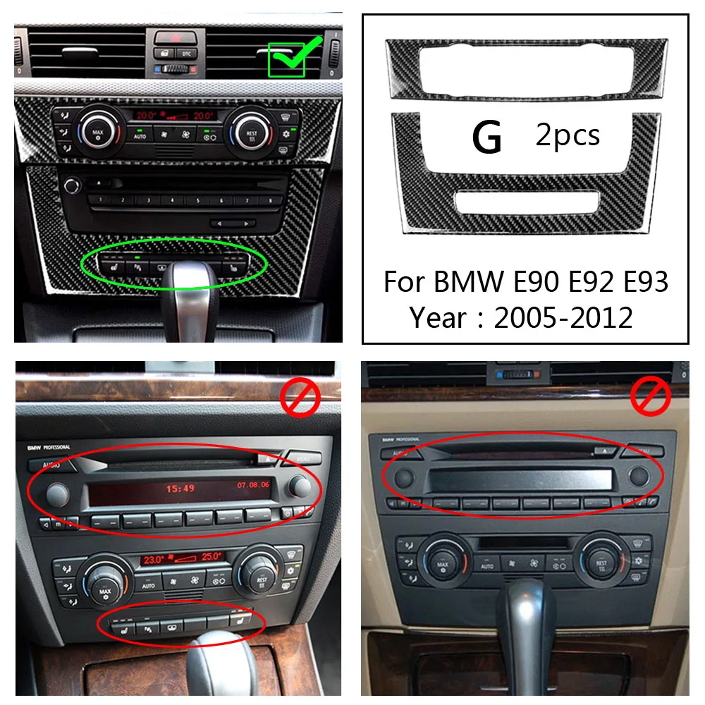 

True Carbon Fiber interior Air Conditioning CD Console Panel Cover Trim Car Styling For BMW 3 Series E90E92 E93 Car Accessories
