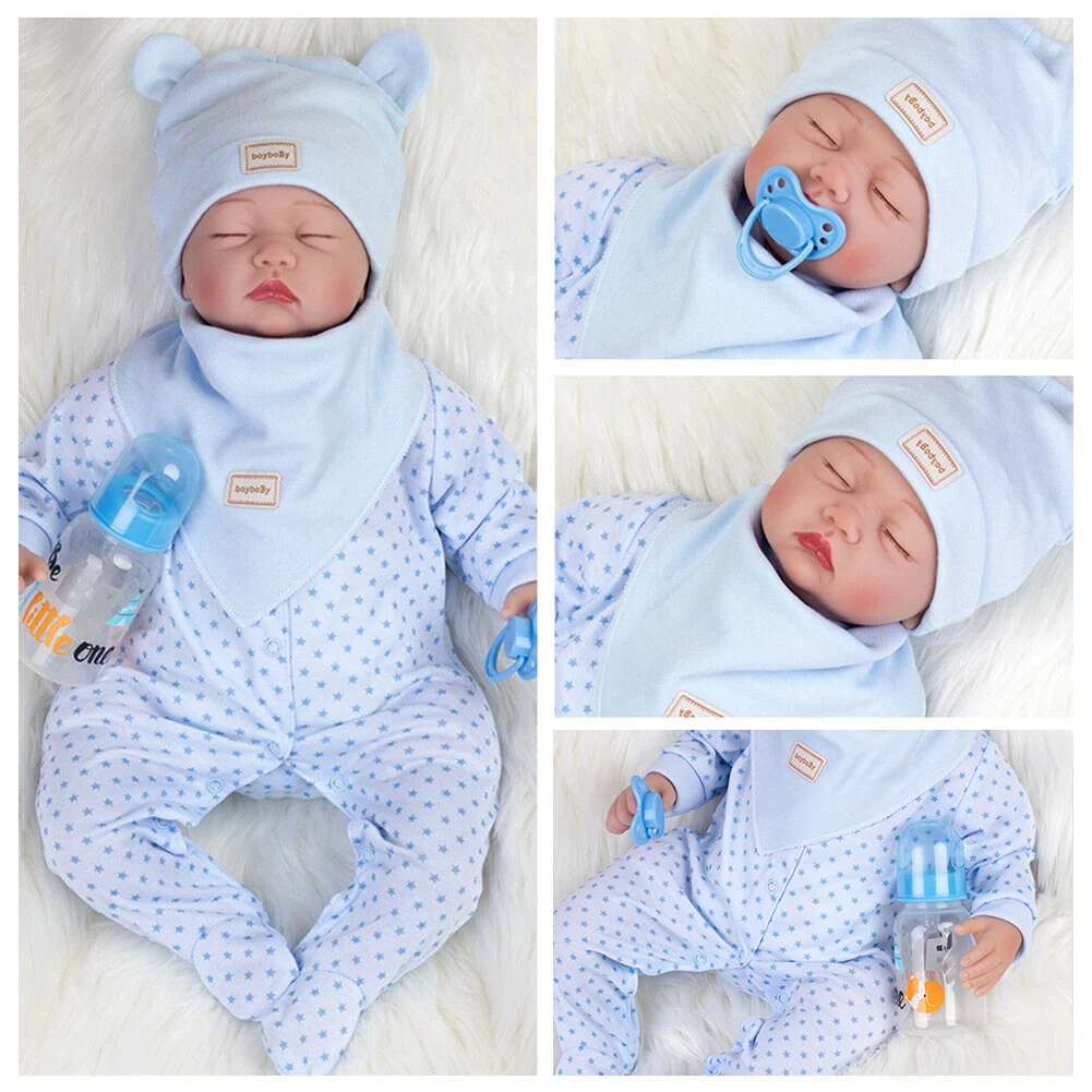 

22 Inch Soft Children Gift Real Handmade Sleeping Toy Vinyl Silicone Kids Newborn Boy Reborn Baby Dolls Lifelike Full Body
