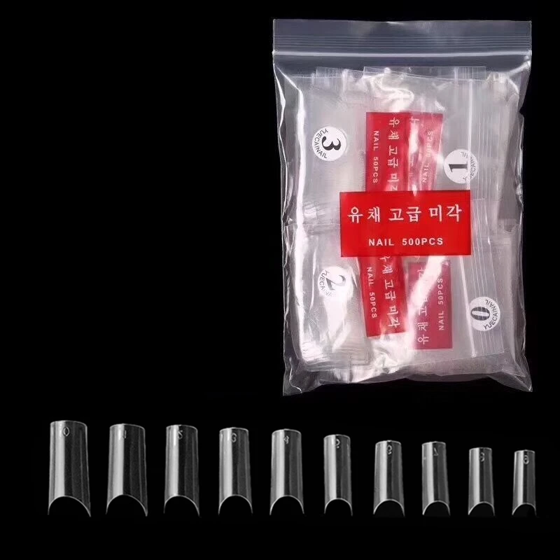 100/500 шт Чистый белый натуральный французский Ложные акриловый лак для ногтей УФ-гель ультра гибкий советы накладные ногти маникюрные инструменты для ногтей - Цвет: A 500PCs