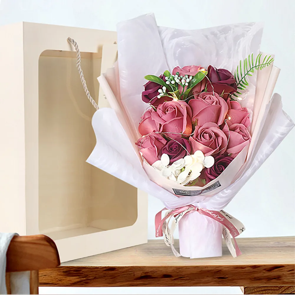 

Soap Artificial Flowers Roses For Spring Luminous With LED Light 32cm Home Decoration Valentine's Day Gift