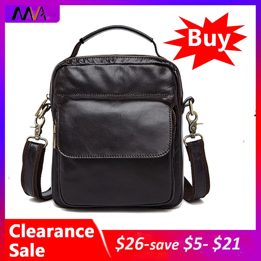 Мужская сумка-мессенджер MVA из 100% натуральной кожи на молнии с плечевым ремнем 2019