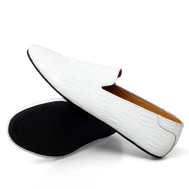 Мужская обувь Кожаная для вождения Легкие лоферы под крокодиловую кожу Туфли в
