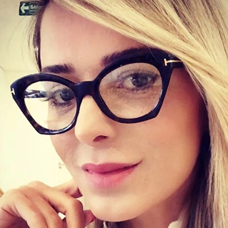 Модные женские очки с кошачьими котиками ультралегкие Т образной оправой без