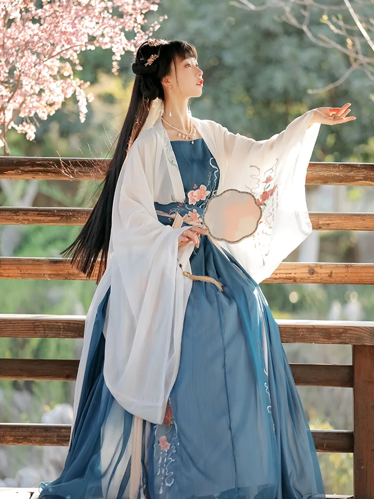 

Women Chinese Traditional Hanfu Costume Lady Vestidos Han Dynasty Dress Embroidery Tang Dynasty Princess Folk Dance Clothing
