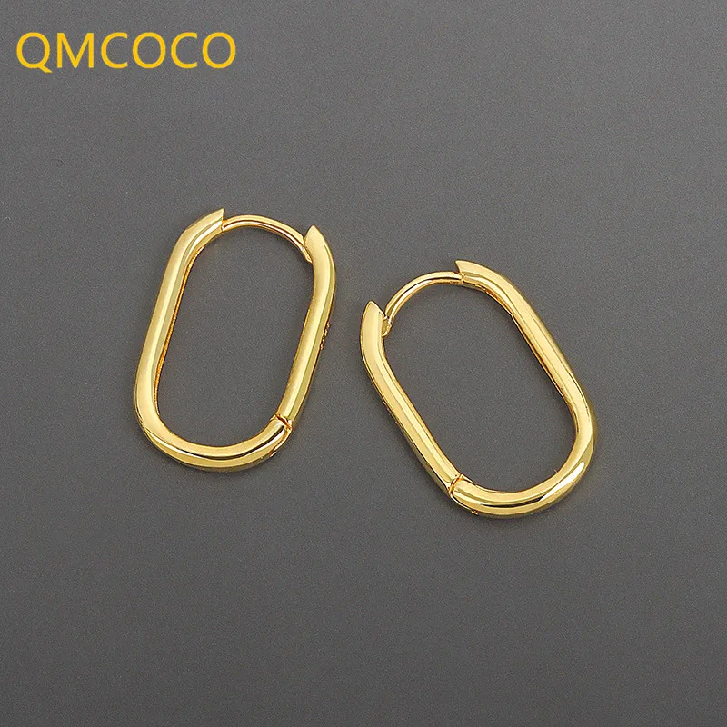

QMCOCO Creative Design Silver Color Punk INS Style Geometric Oval Circle Open Adjustable Earrings For Women Jewelry Gifts