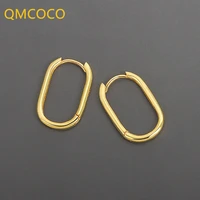 qmcoco creative design silver color punk ins style geometric oval circle open adjustable earrings for women jewelry gifts