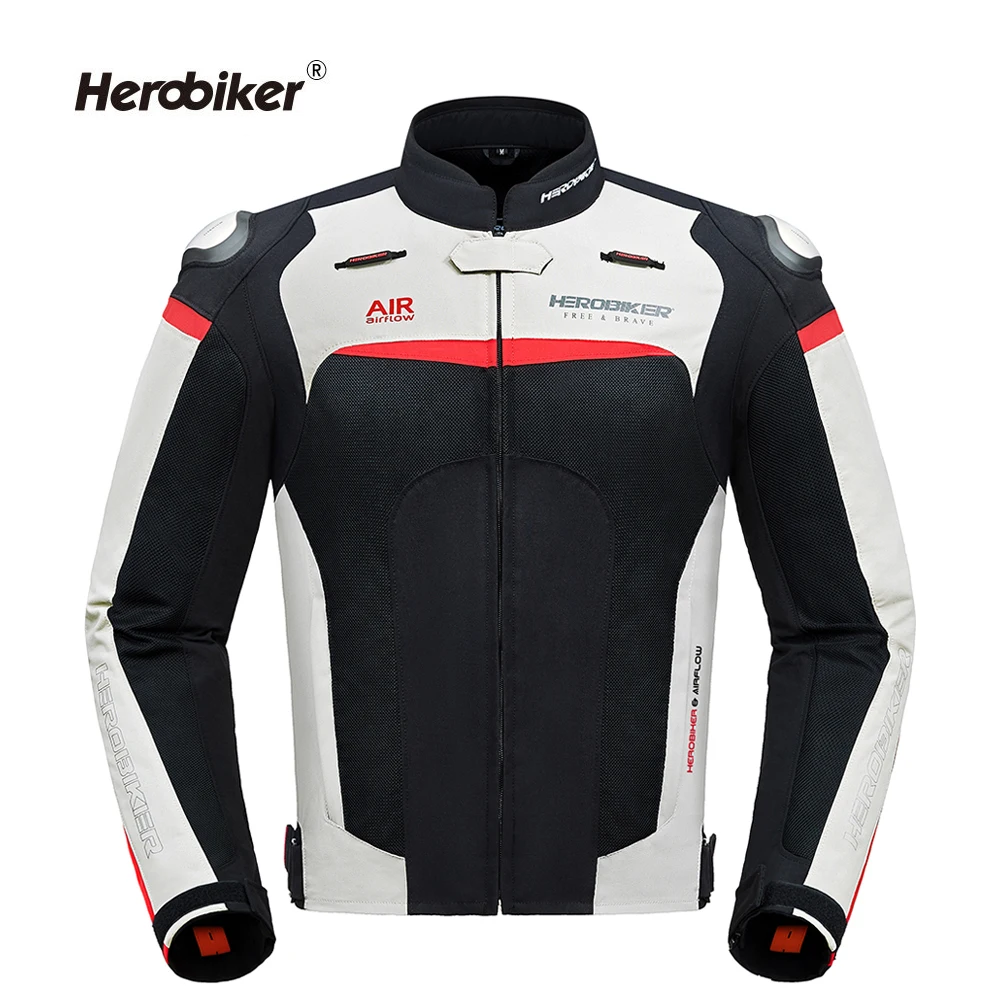 HEROBIKER-Gray HEROBIKER мотоциклетная куртка защитная мотоциклетная мужская куртка для мотокросса для гонок по бездорожью мотоциклетная одежда мотоциклетная защита - Цвет: HEROBIKER-Gray