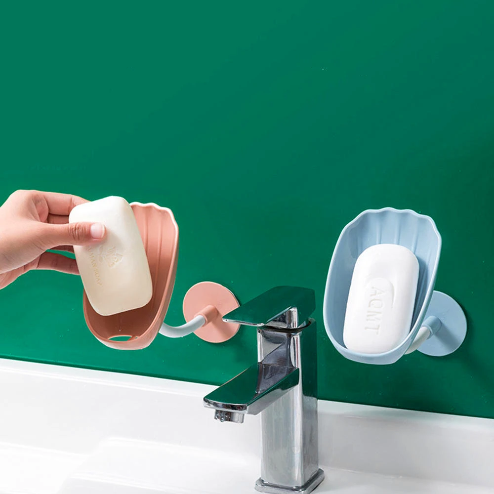 

Punch-free Rotatable Soap Holder Wall-mounted Countertop Dual-purpose Soap Dish Creative Shell Soap Holder Bathroom Accessories